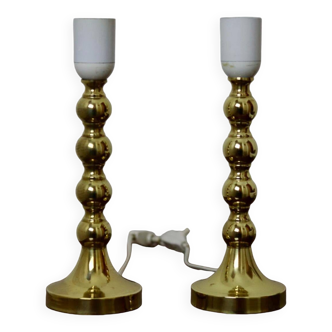Pair of Mid Century Swedish Brass Lamps