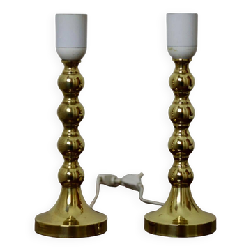 Pair of Swedish brass lamps from the mid-century.