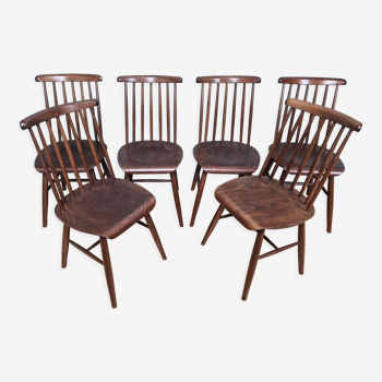Ensemble de 6 chaises scandinaves modèle Fanett années 60