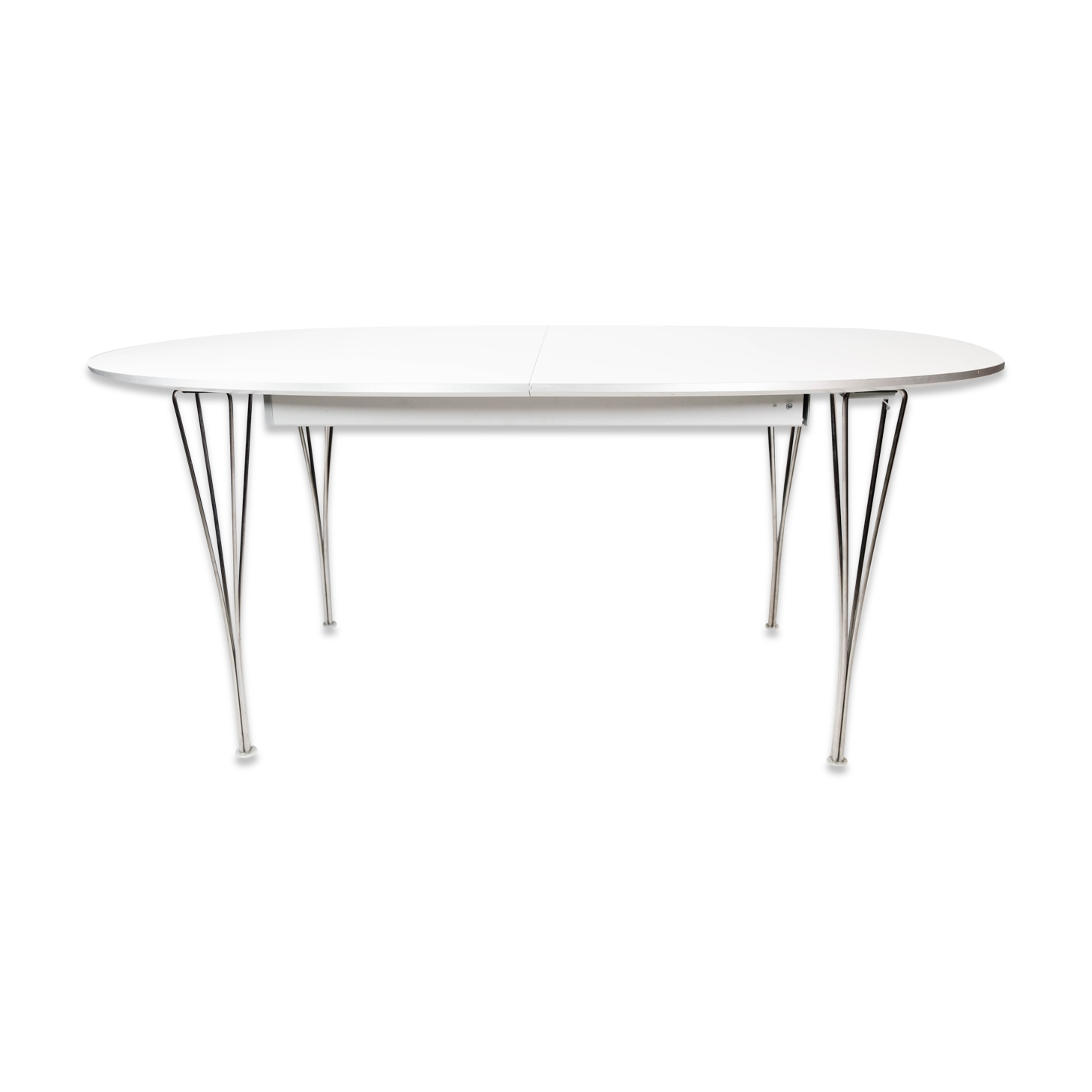 Table à manger super ellipse avec stratifié blanc par Piet Hein et Arne Jacobsen