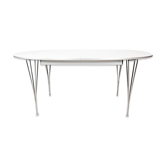 Super Ellipse dining table with white laminate by Piet Hein and Arne Jacobsen