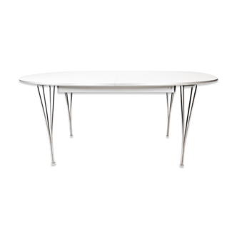 Table à manger super ellipse avec stratifié blanc par Piet Hein et Arne Jacobsen