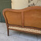 Moulded wooden bench with floral upholstery – Old-fashioned charm