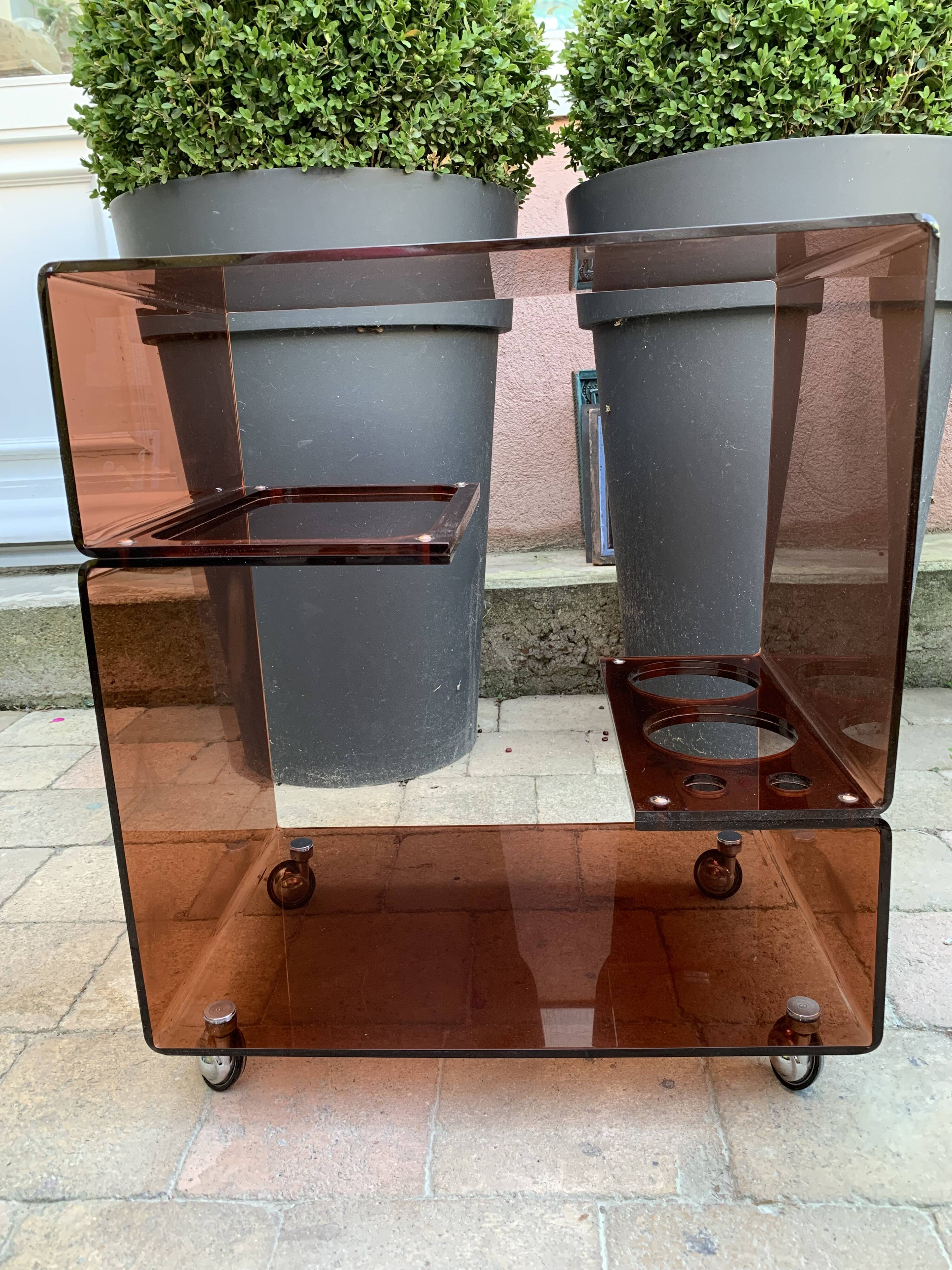 Smoked plexiglas rolling bar 70