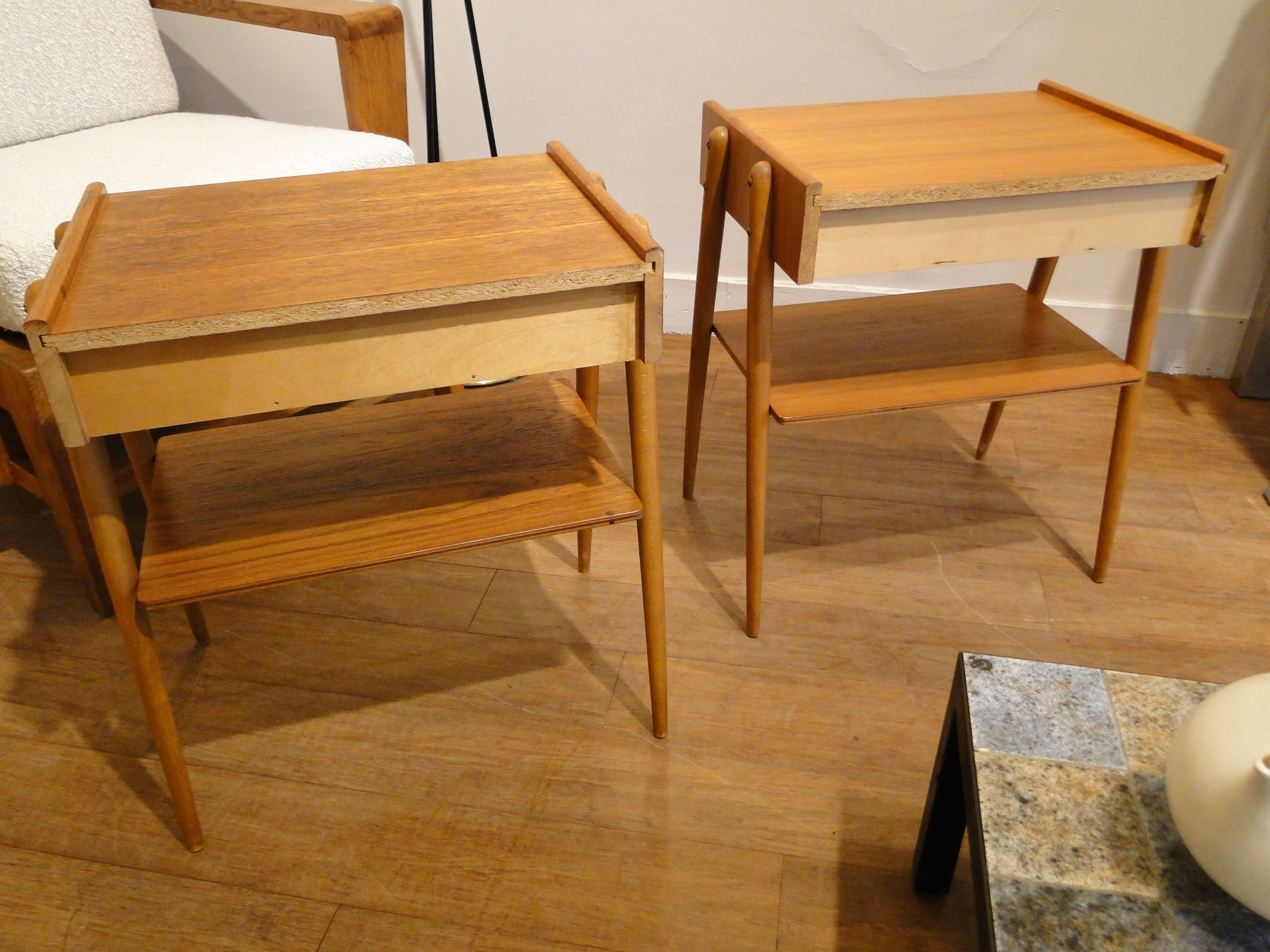 Pair of bedside teaks in AB Carlström & Co Möbelfabrik 1960