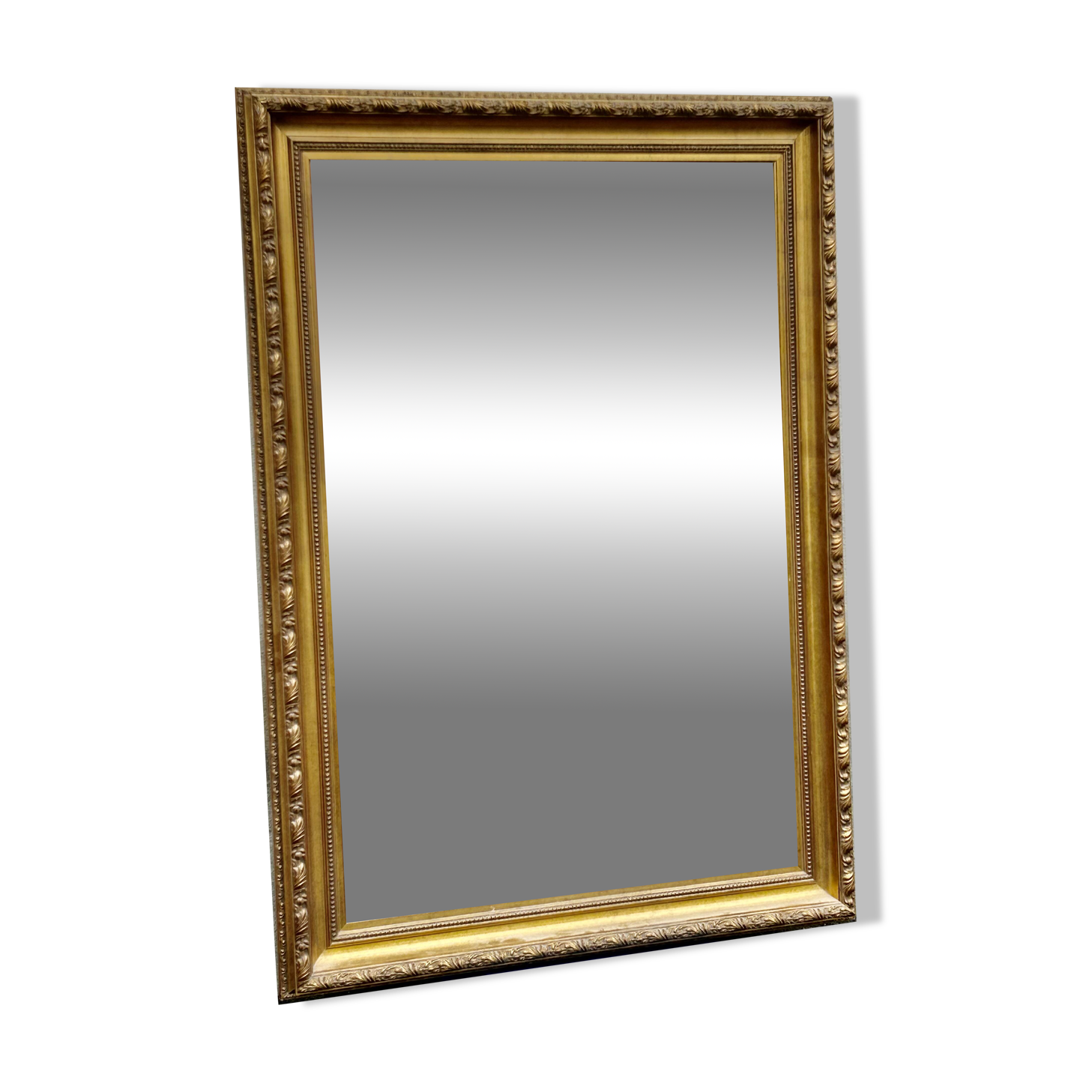 Large bevelled mirror, wood and gilded stucco, Louis XVI style - 140 x 100 cm