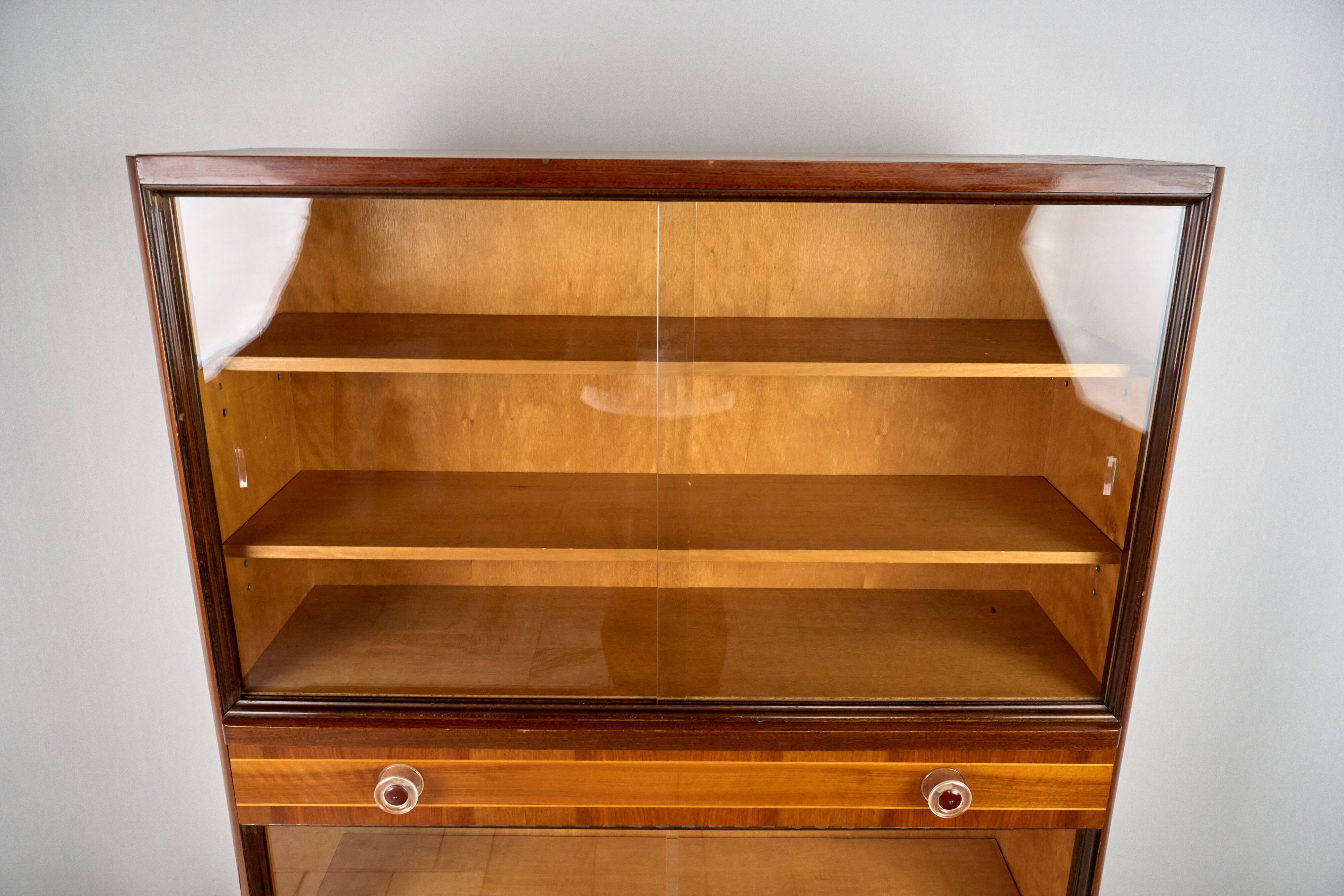 Art Deco Bookcase, Vitrine, Český Nábytek, 1960, Czechoslovakia