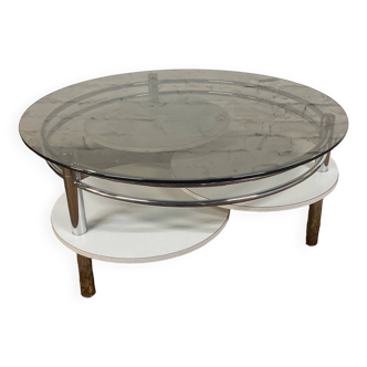 Table basse années 70 plateaux pivotants