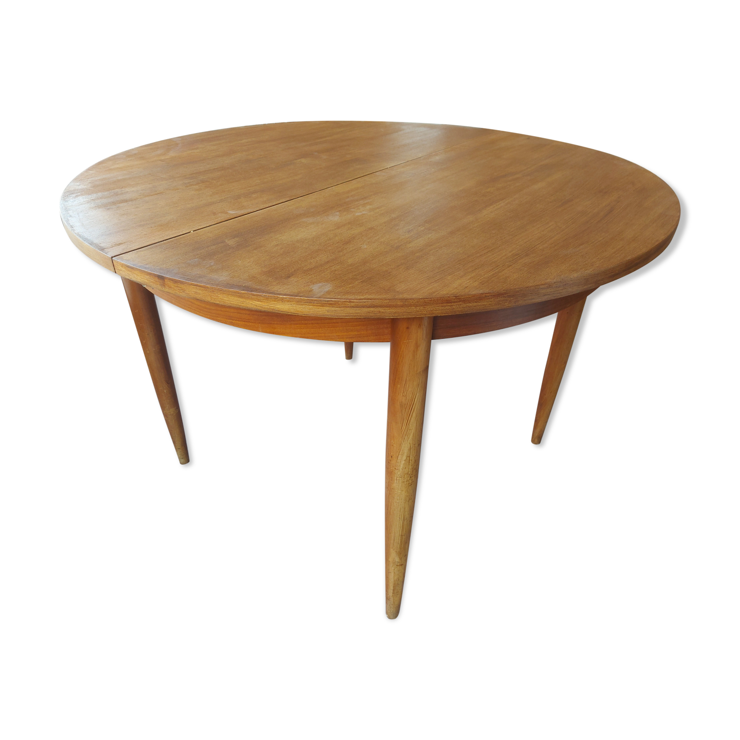 Scandinavian design teak table with extension cord