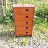 Old Shoe Cabinet with 5 Wooden Lockers