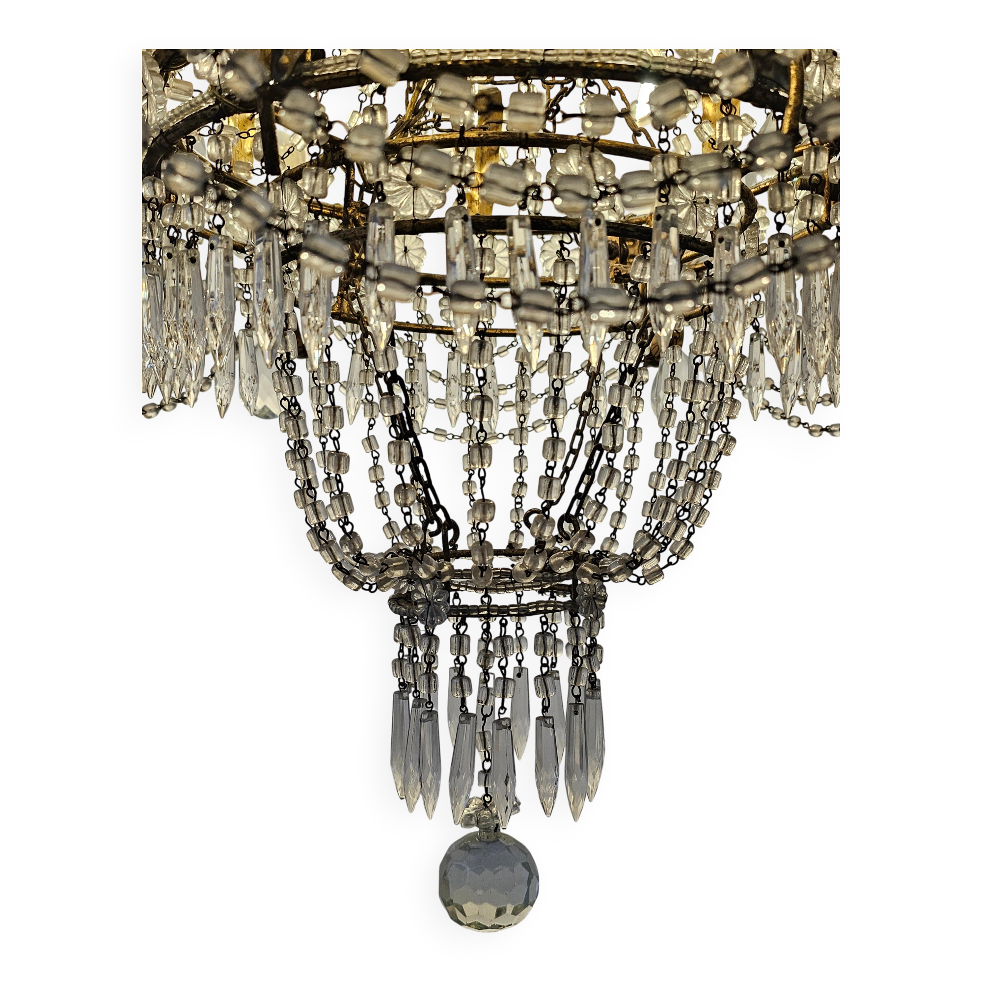 Antique crystal chandelier with floral details 1910