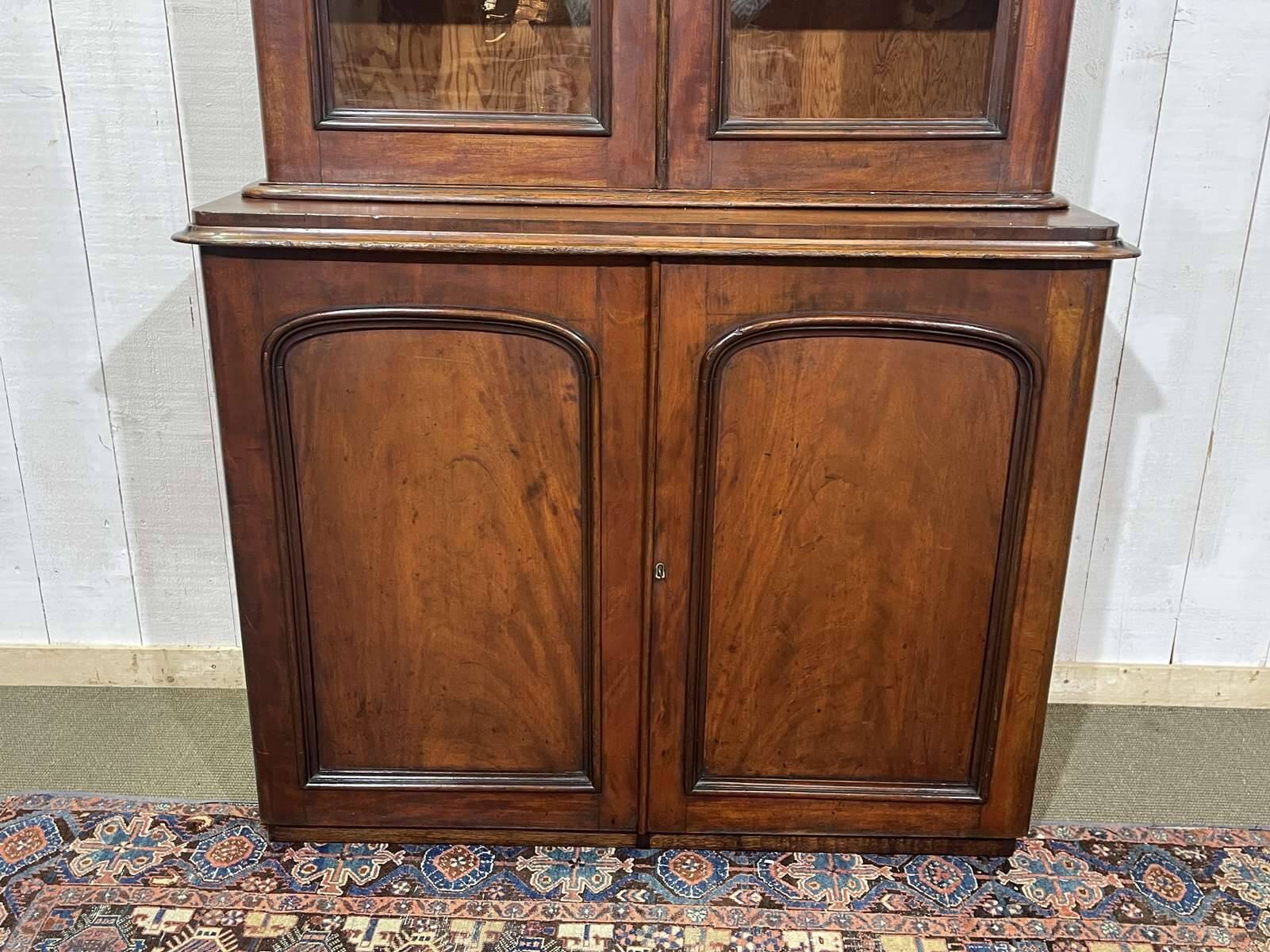 19th century English mahogany two-part bookcase