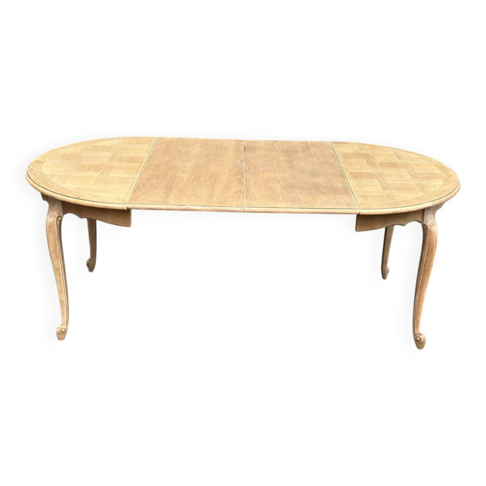 Table de repas ronde, ovale extensible en chêne poncé