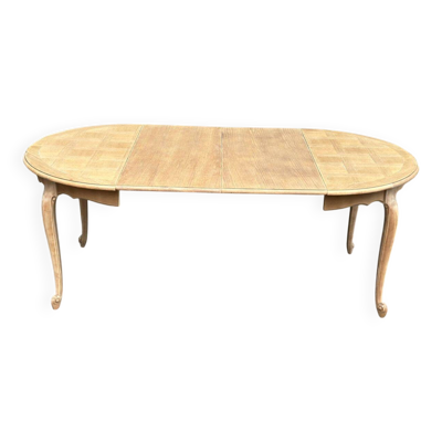Table de repas ronde, ovale extensible en chêne poncé
