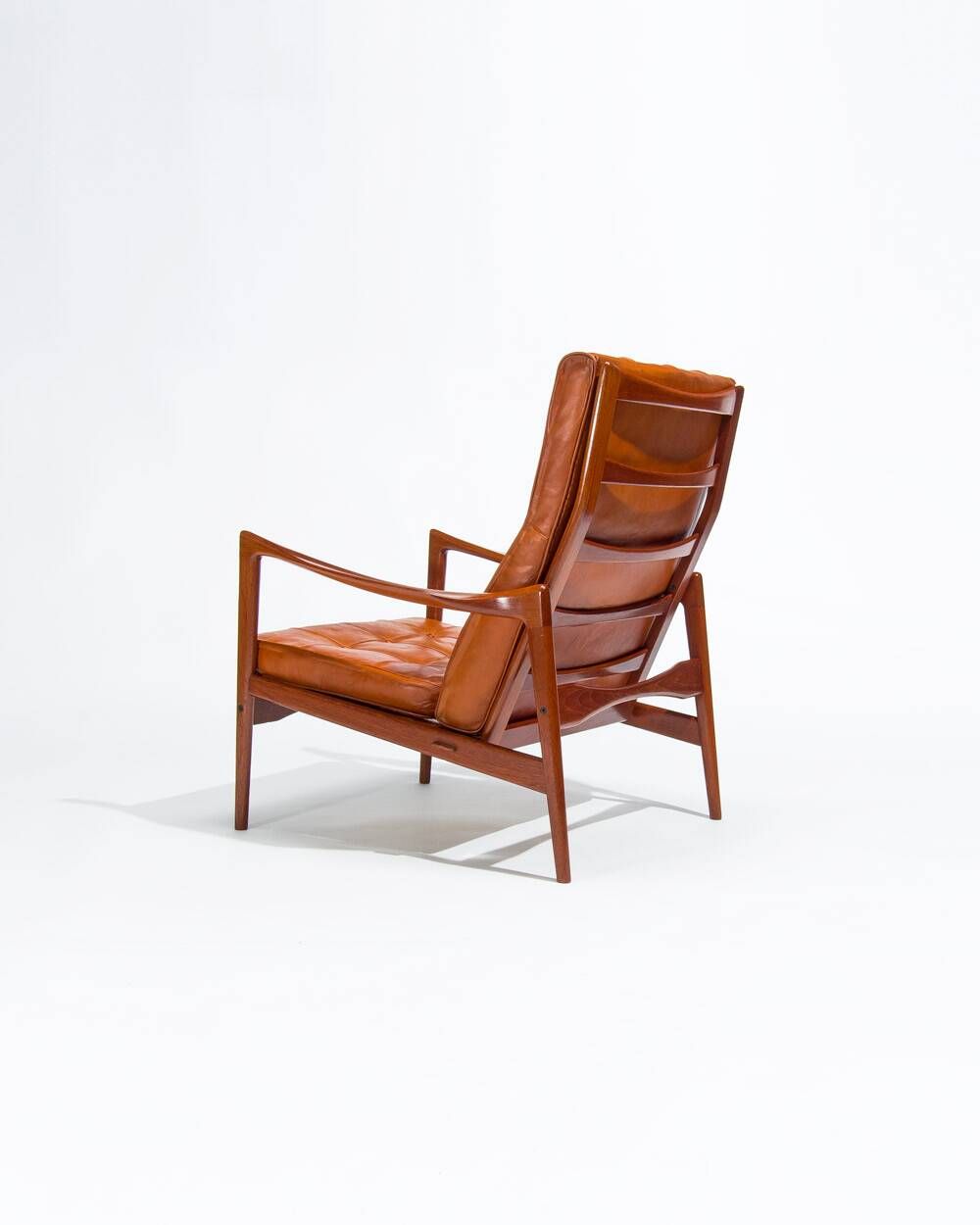 Ib Kofod Larsen Teak and Leather Lounge Chair, Swedish 1950s