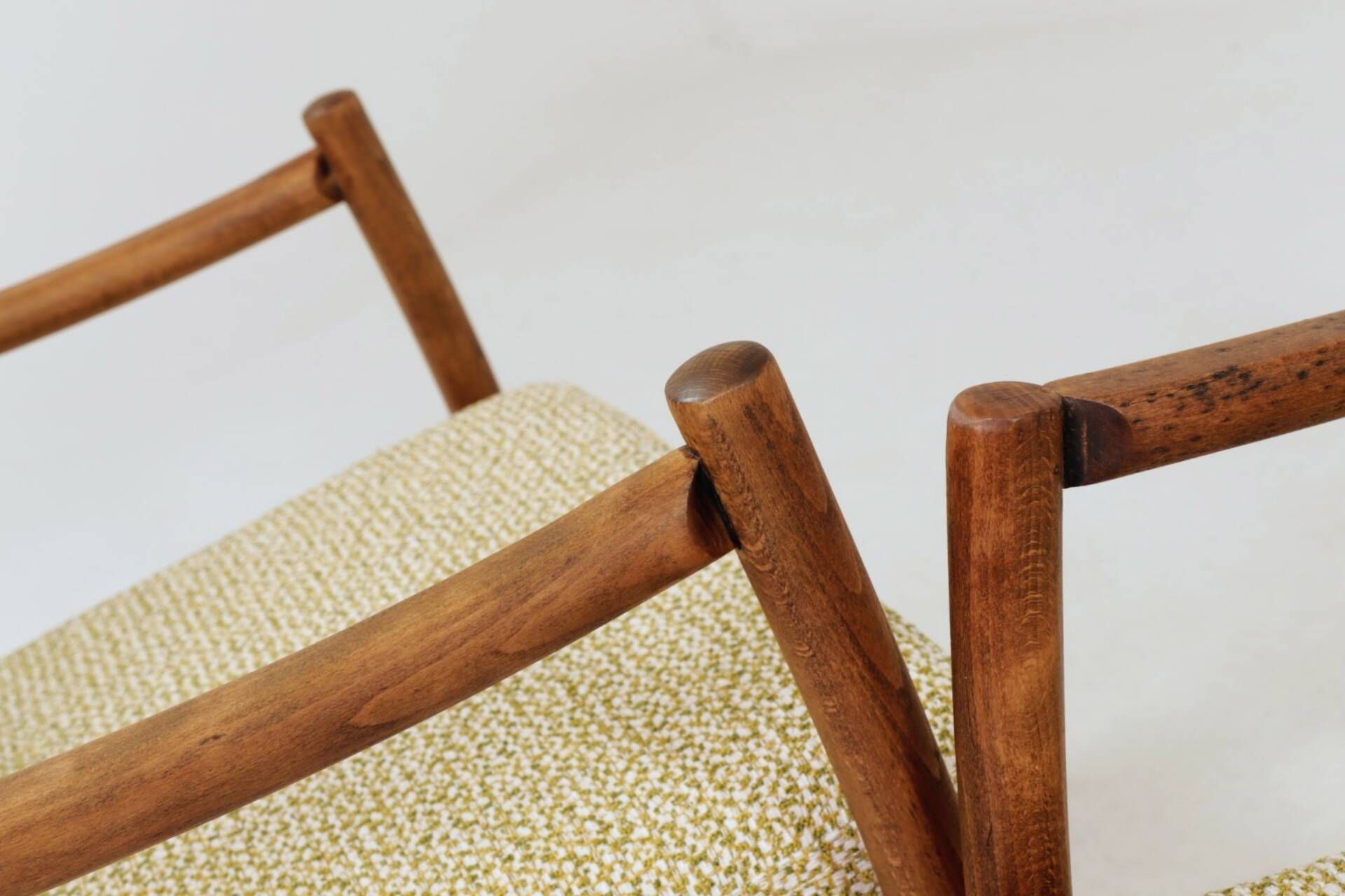 Pair of Scandinavian modern longue chairs green nebula 1970s