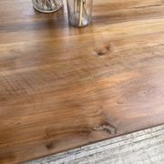 Table de ferme noyer plateau pivotable à allonges