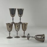 Set of 6 wine glasses, model 1808 from the American House of Reed and Barton, silver plated