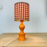 Orange lamp 70's turned wood