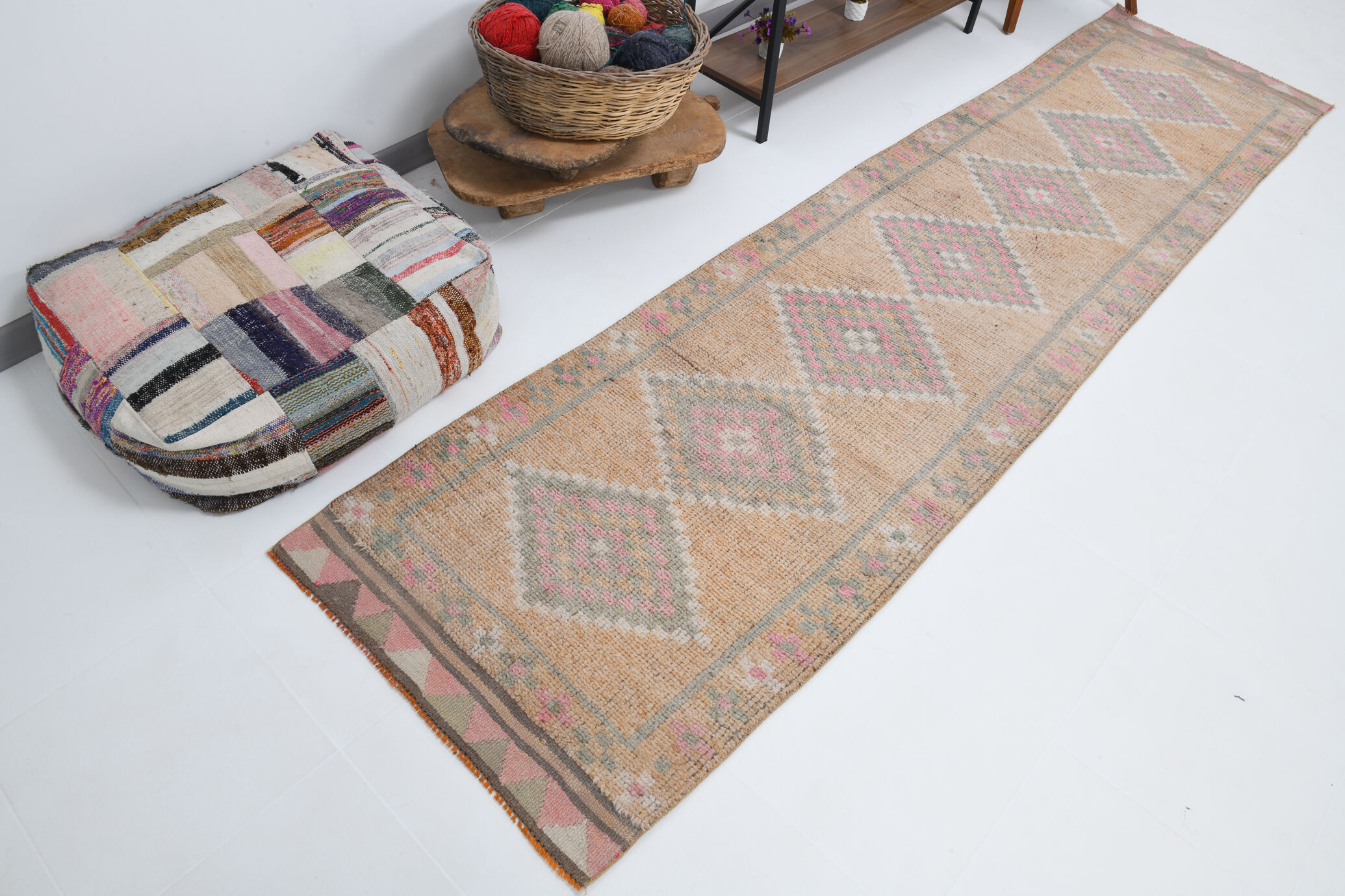 3x12 vintage oriental runner rug, 86x351cm