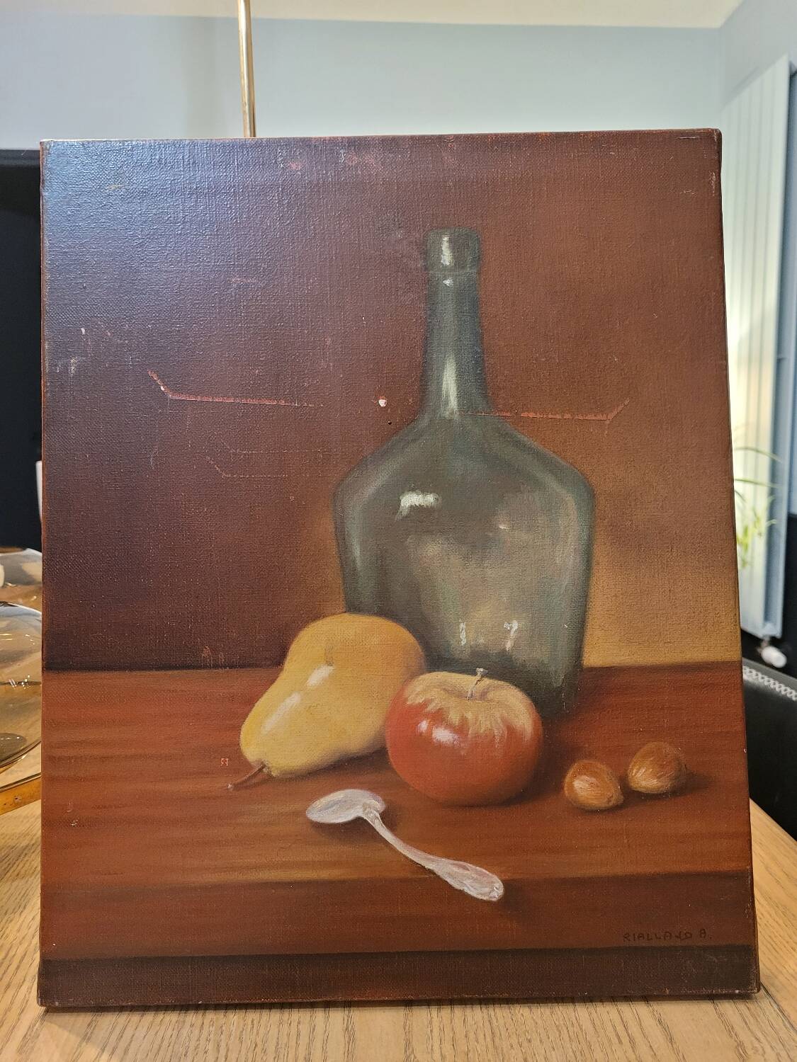 Still life painting - oil on canvas - Signed Ankie Rialland