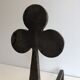 Pair of wrought steel and iron chenets with clover decorations 1950