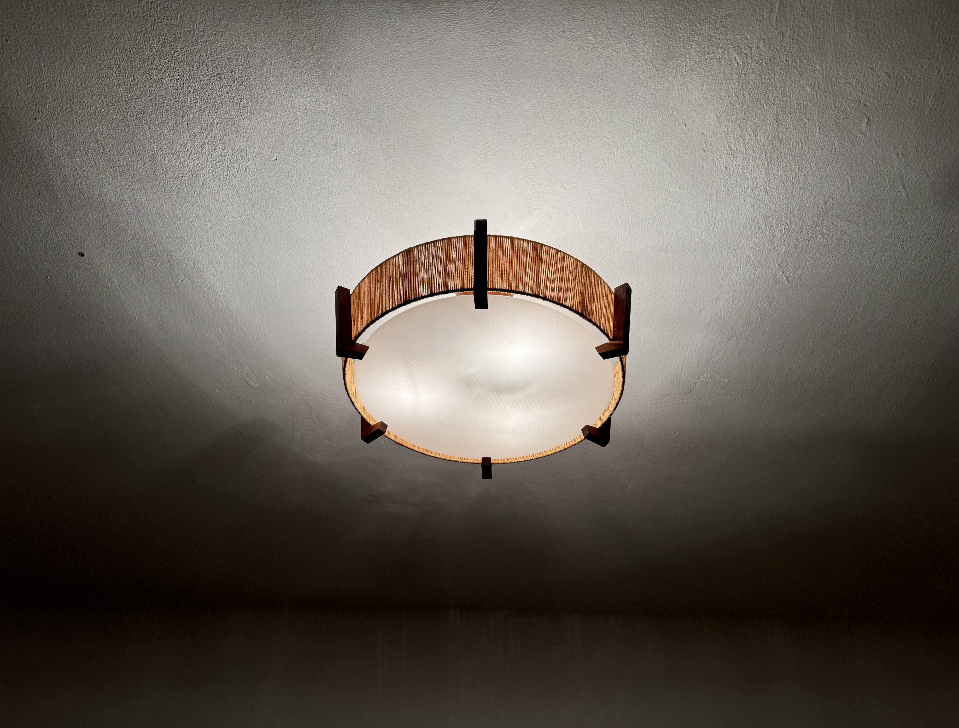 Japan Style Sisal and Teak Pendant Lamp by Temde