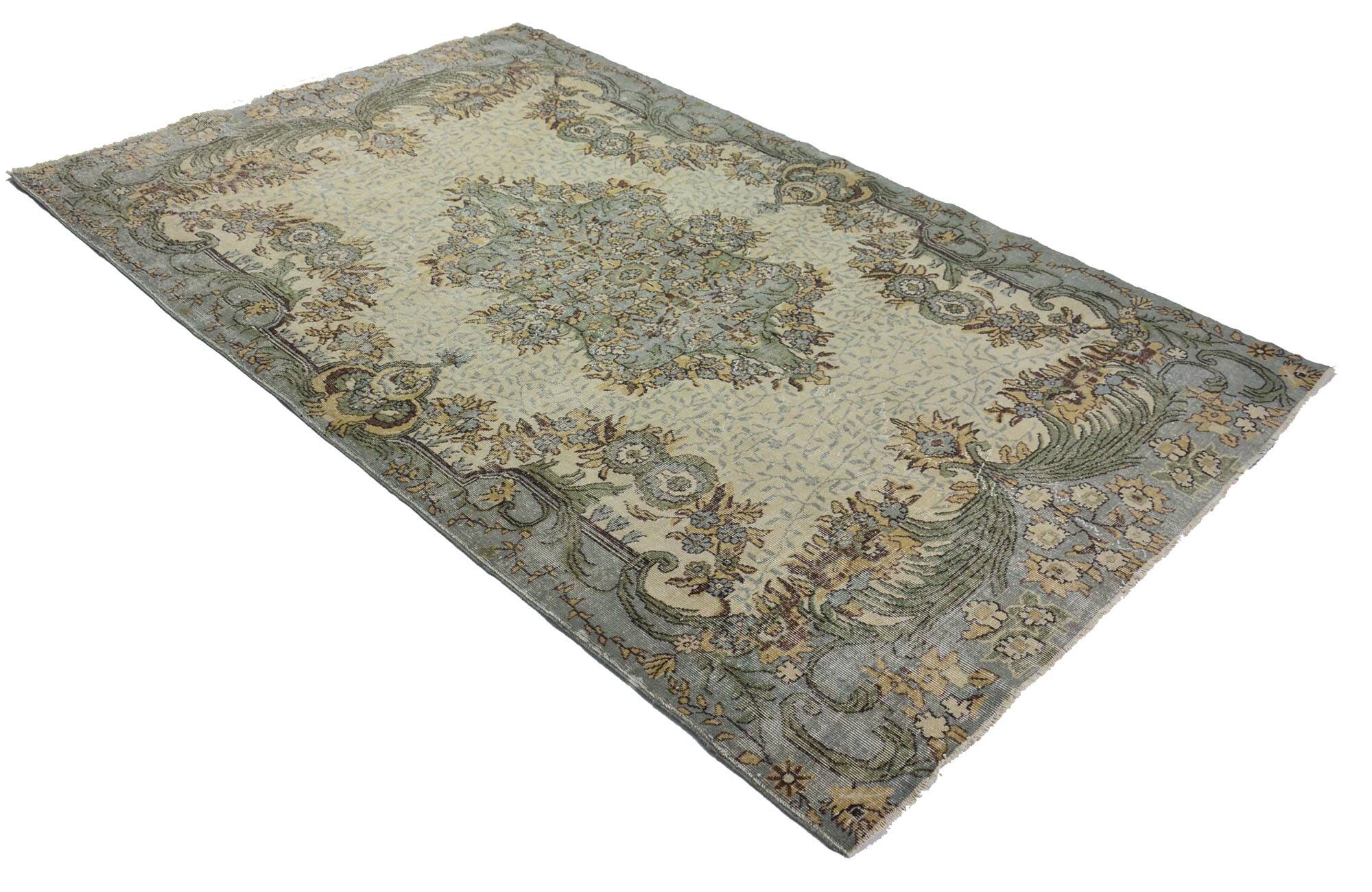 Grand Tapis Oushak Vintage à Motifs Orientaux – Laine 100 % – 311 × 200 cm