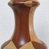 Turned wooden lamp and vintage wood inlay