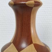 Turned wooden lamp and vintage wood inlay