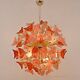 Italian Sputnik Chandelier in Pink and Ruby Murano Glass and Brass