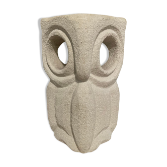 Owl lamp in limestone, Albert Tormos, France, 1970s