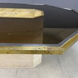 Table design vintage en laiton gravé par Roger Vanhevel