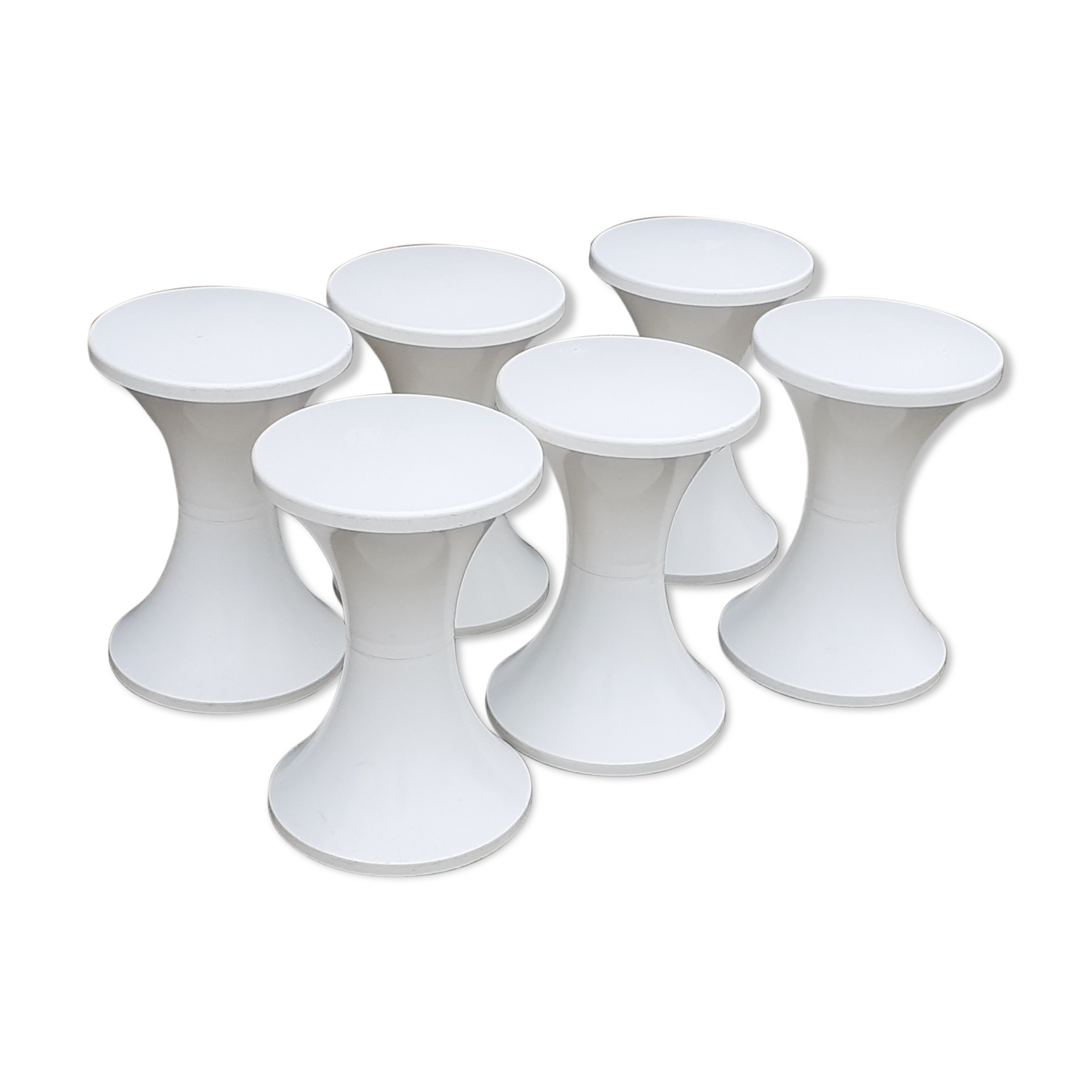 Lots of 6 stools Tam-Tam white Henry massonet stamp year 70 design