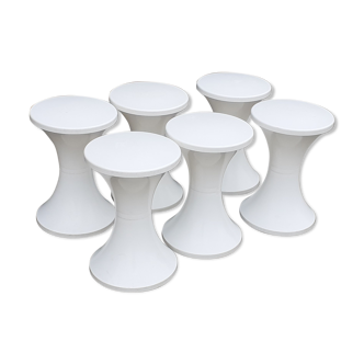 Lots of 6 stools Tam-Tam white Henry massonet stamp year 70 design