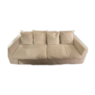 4-seater white linen sofa brand merci