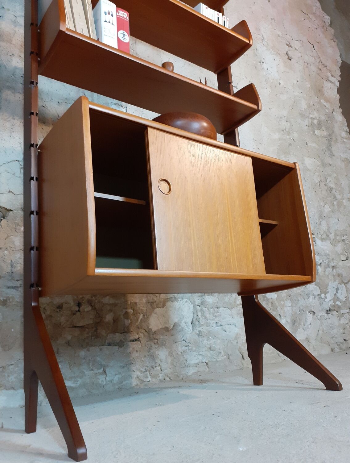 Ergo teak shelving unit, Scandinavian vintage 1960s