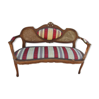 Banquette tissus et cannage