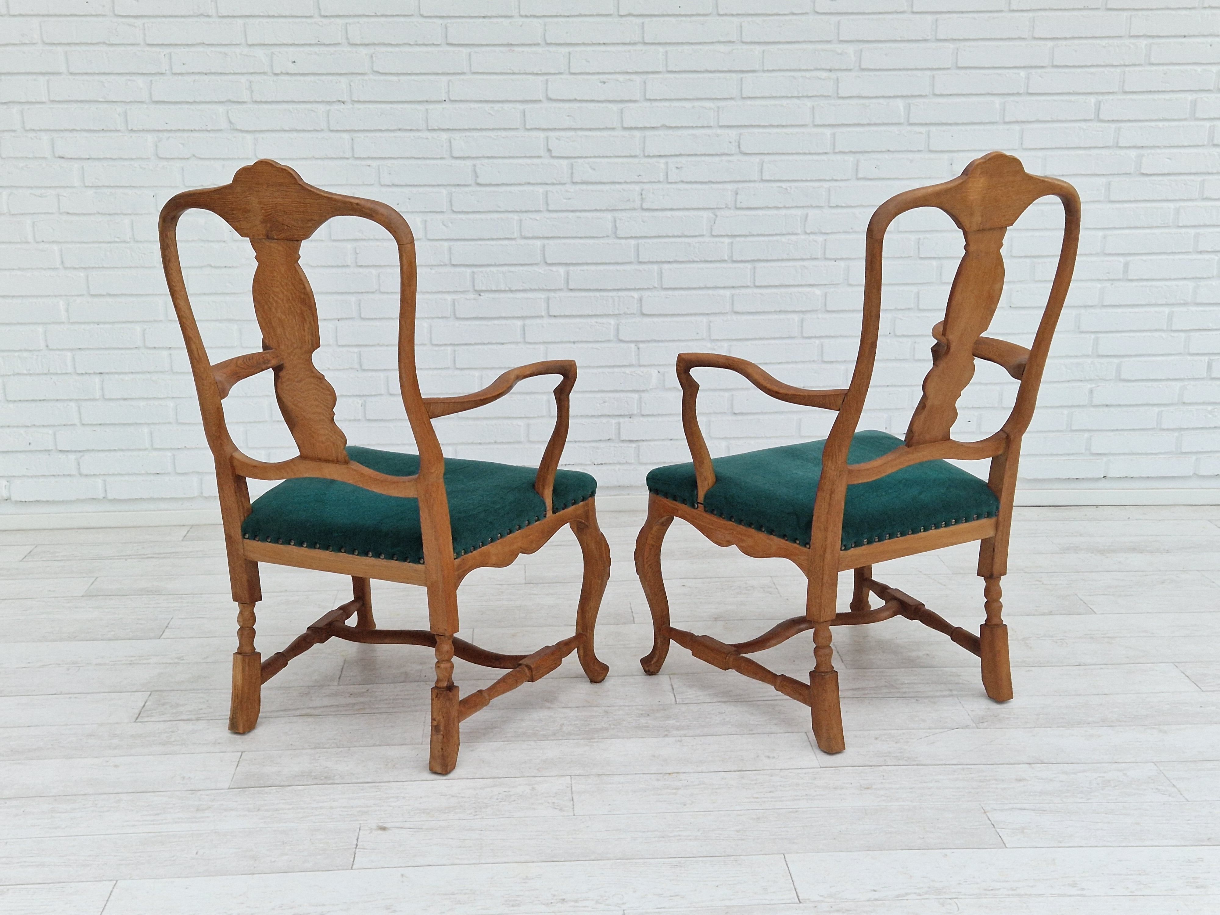 1960s, Danish design, pair of armchairs, oak wood, original very good condition