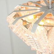 Vintage Austrolux Glass Chandelier: Mid-Century Chrome Pendant Light