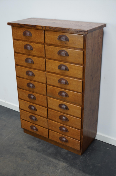 German apothecary's cabinet in oak mid-twentieth century
