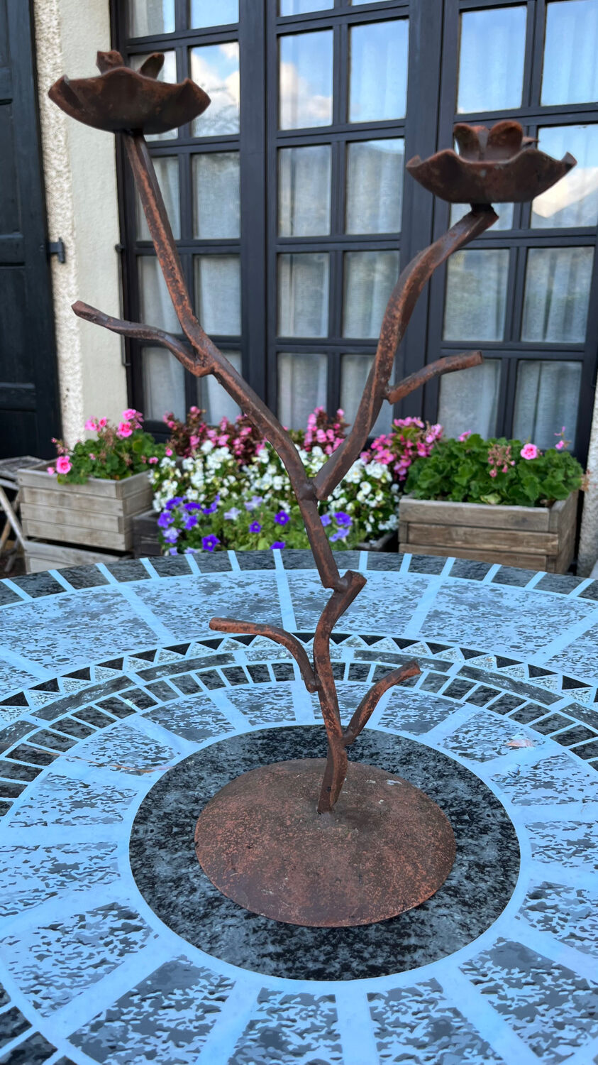 Wrought iron candle holder