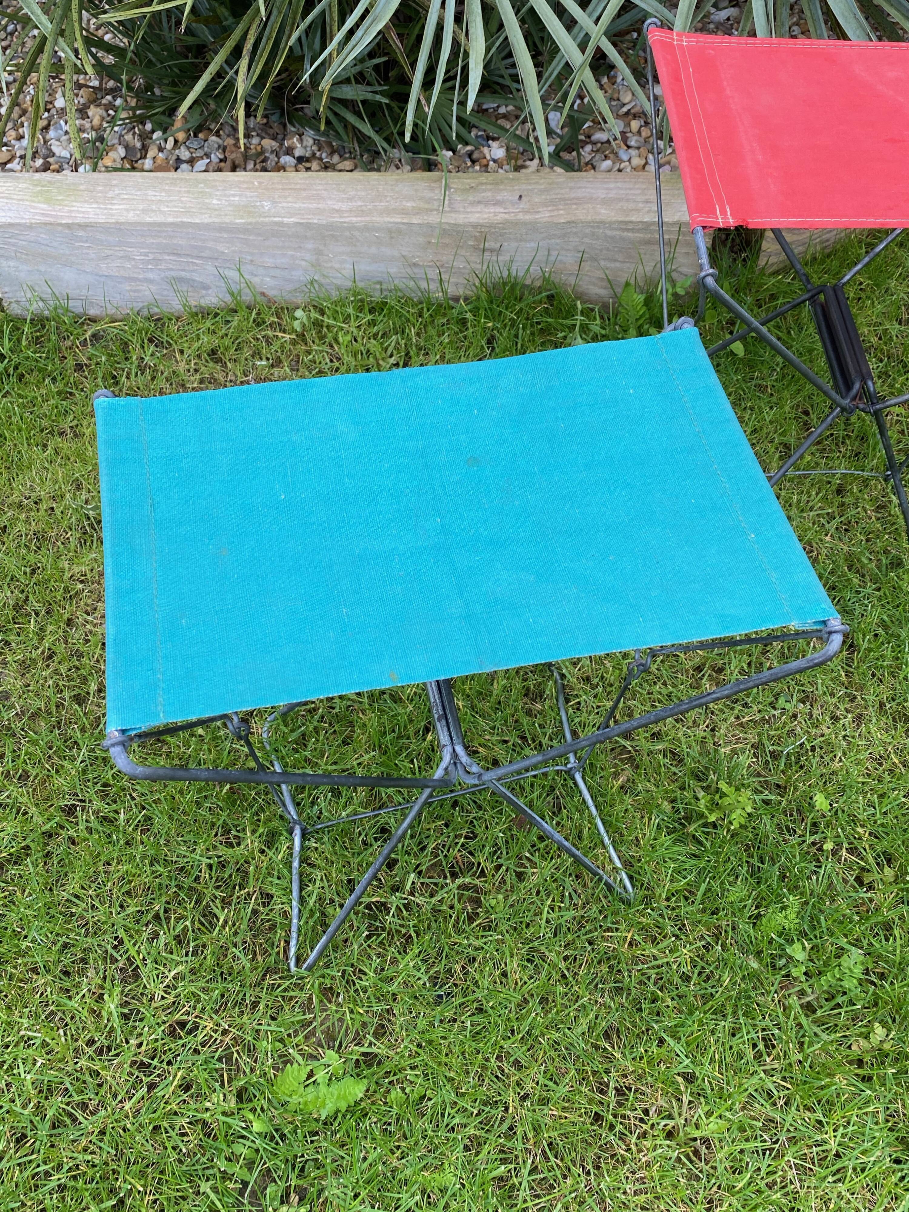 Blue folding stool 60s
