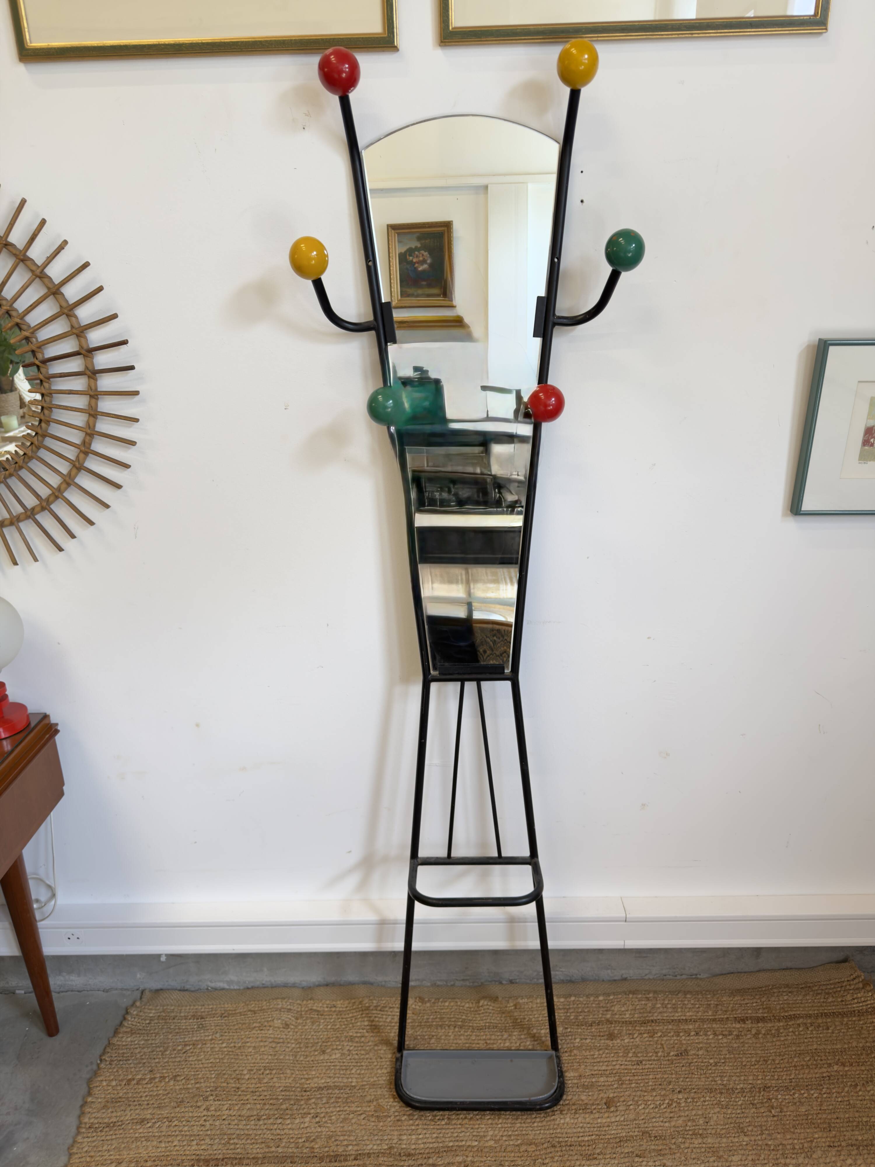 Roger Féraud coat rack with mirror – 1950s/60s