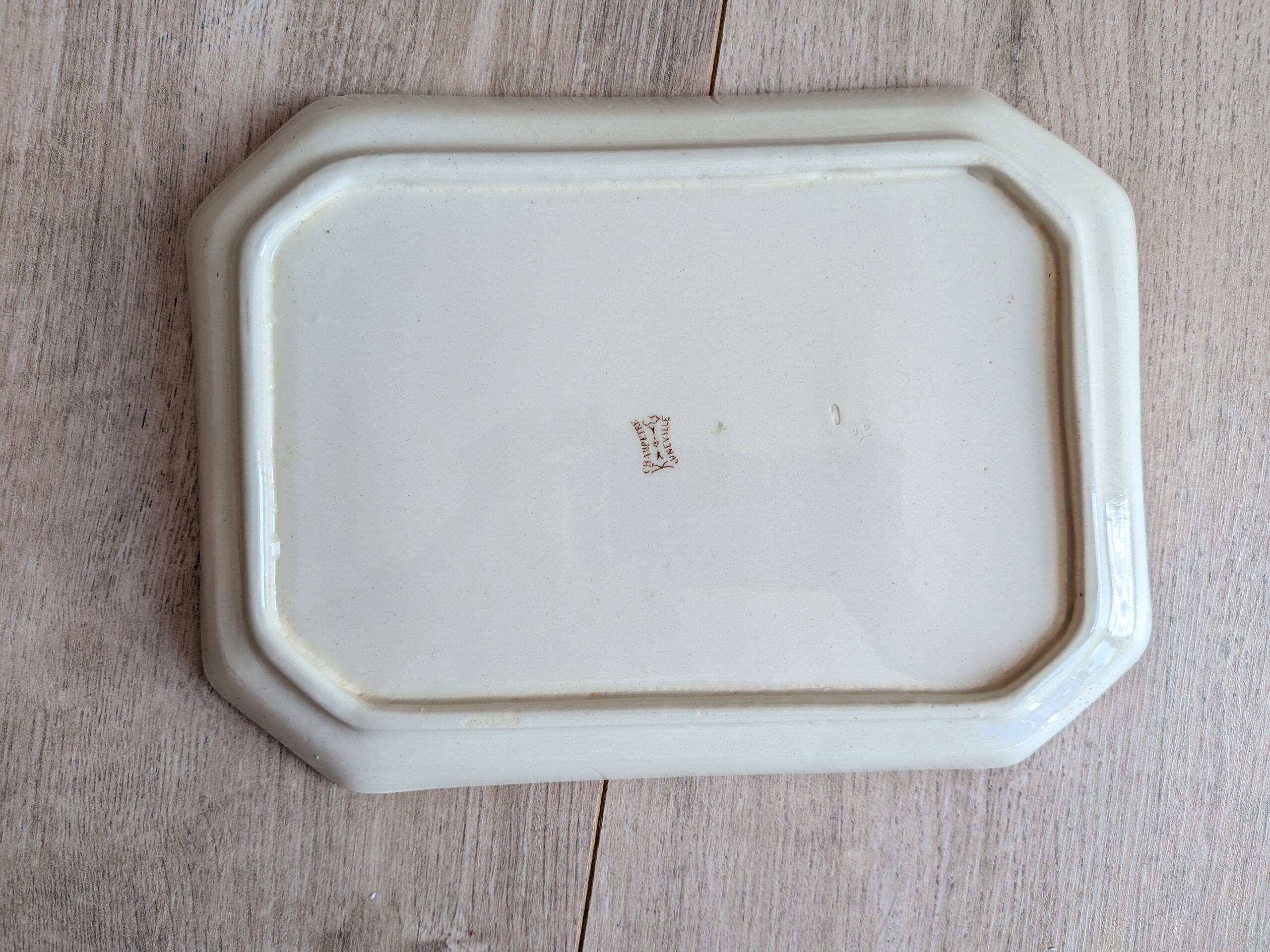 Octagonal country plate by KG Lunéville in ironstone