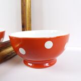 Longchamp red polka dot bowl