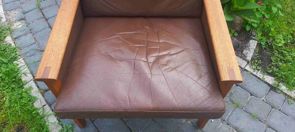 Fauteuil lounge en cuir par Illum Wikkelsø pour Eilersen, années 1960