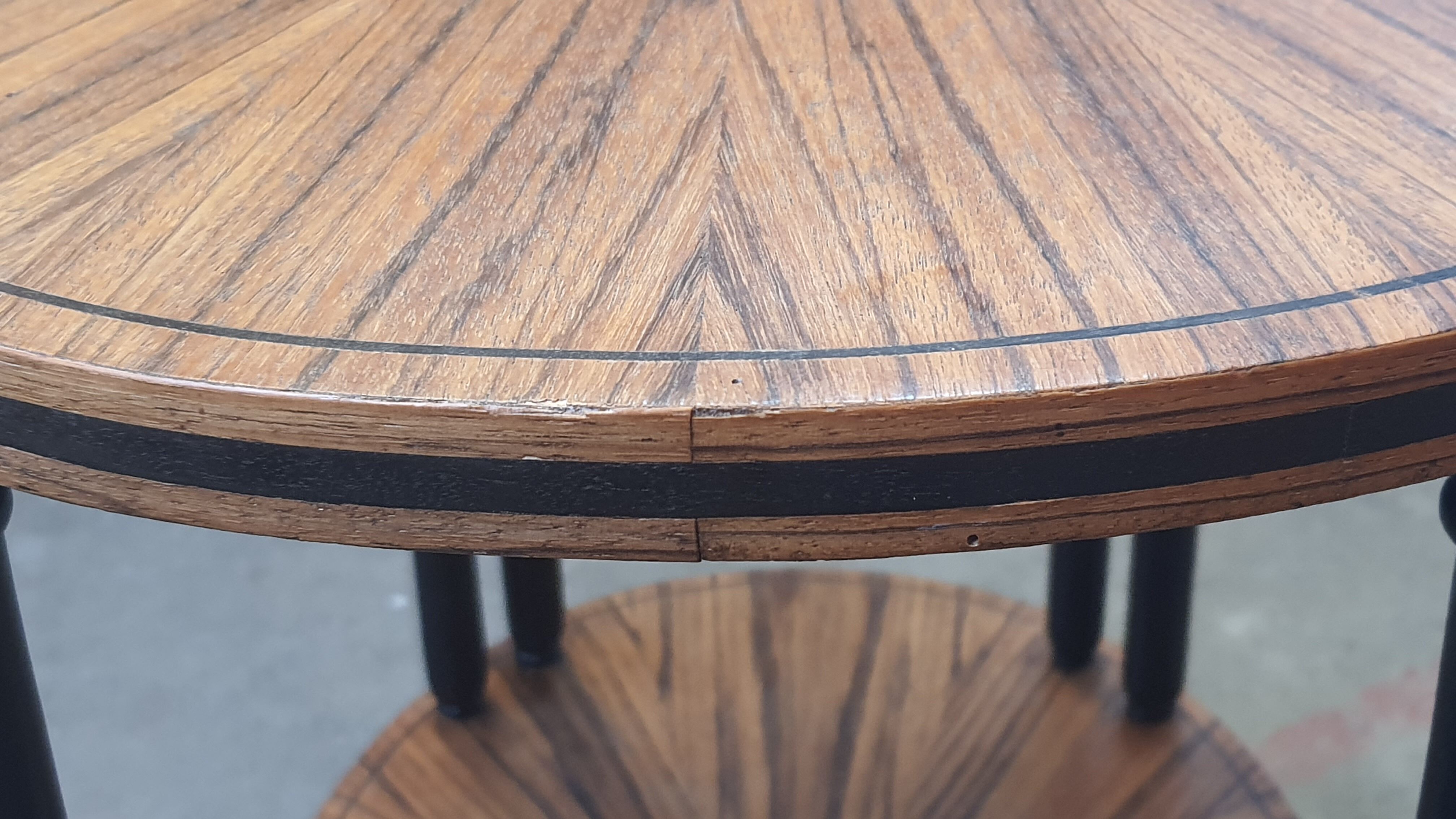 Art deco tea table Maurice Dufrène oval zebrano