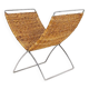Chrome metal magazine rack with woven banana leaves