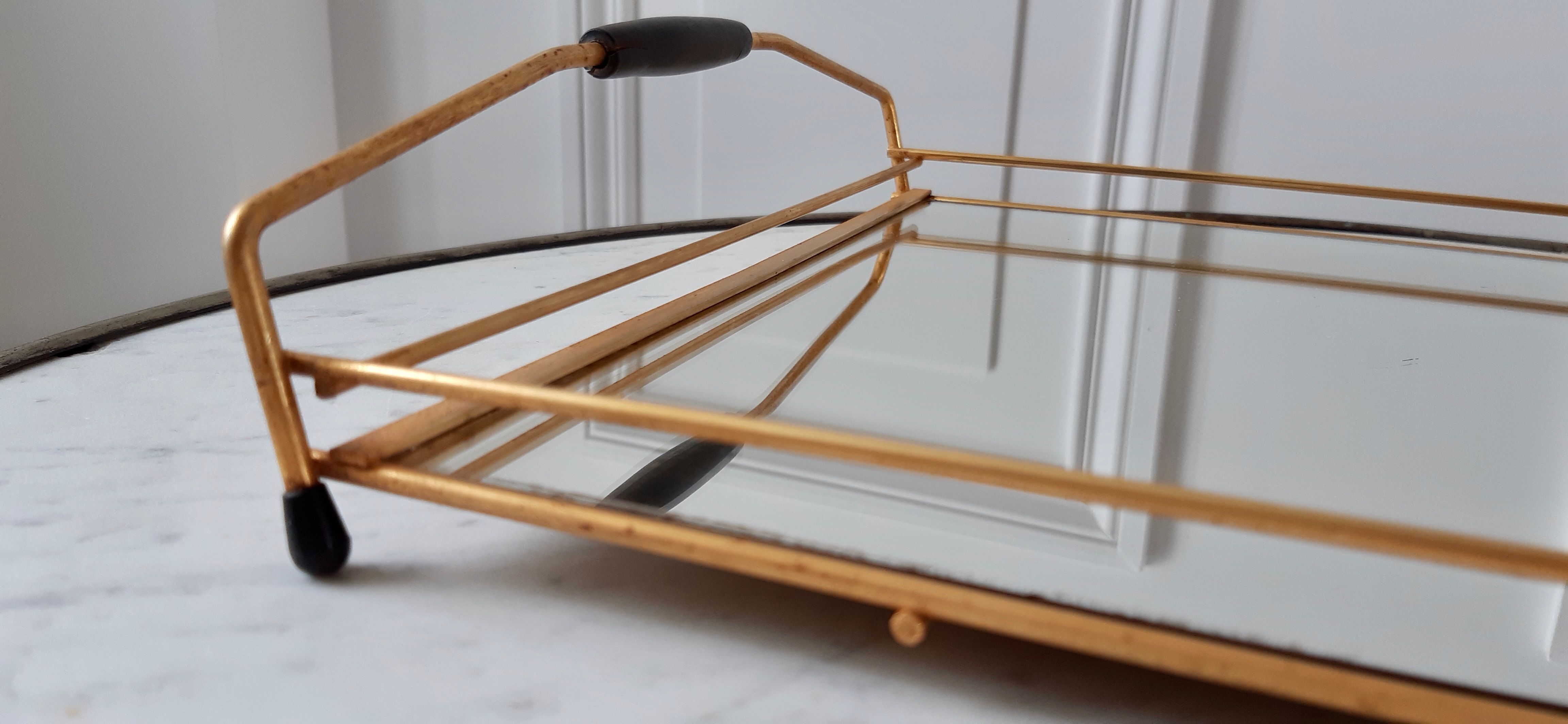 Mirror top in gilded steel 50s